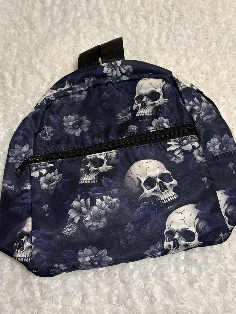 Skull Print Navy mini Backpack